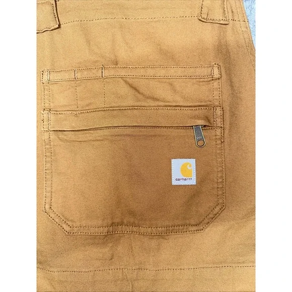 Carhartt Womens Rugged‎ Flex Relaxed Fit Canvas Shortall Brown Sz Large(55-3) - Picture 3 of 7